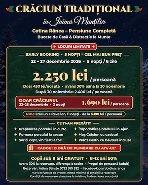 Crăciun Tradițional la Rânca   Pensiune Completă, Cetina Rânca