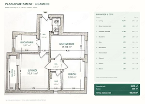 Vanzare Apartament 3 camere, 61 mp, renovat și mobilat partial - Drumul Taberei - imagine 8
