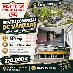 Nou! Sp. com. 140 mp, Zona Parcul Tineretului Gara!