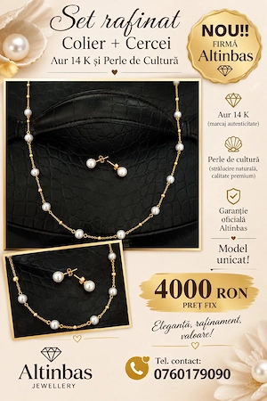 Set colier aur 14k și cercei aur 14k