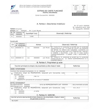 Avocat- Extras CF (Carte Funciară)
