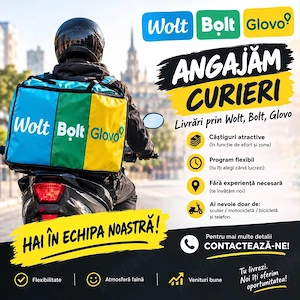 Cautam livratori Wolt Glovo Bolt 