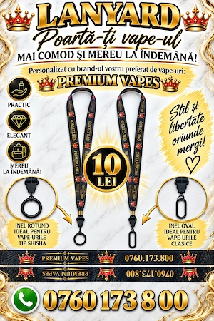 LANYARD PREMIUM VAPES  ȘNUR  Poartă-ți vape-ul mai comod și mereu la îndemână! Lanyard personalizat 
