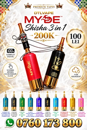 Myde SHISHA 3 in 1 200k-Vape tip țigară electronică COMPLET DIGITAL,3 arome într-un dispozitiv