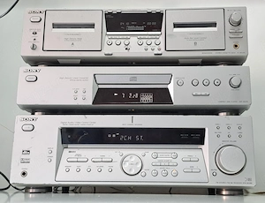 Amplificator SONY STR-DE585 CD Player CDP-XE270 Deck TC-WE475 Linie Audio Silver   Receiver