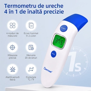 Termometru Digital Frunte și Ureche, Rapid și Precis pentru Bebeluși, Copii și Adulți