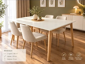 Masa premium mare, stil scandinav, 180 x 120 cm