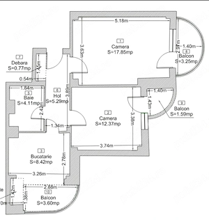 Apartament 2 camere decomandate, 54 mp, 2 balcoane, Mărăști, str. Fabricii