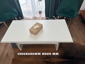Măsuță de cafea   living din MDF alb, 130   65   50 cm