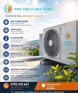 Pro ard clima hvac s.r.l angajeaza muncitori calificati