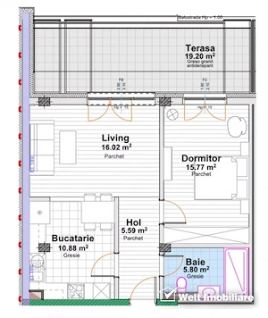 PRETURI PROMO ! Apartament de 2 camere, terasa 20 mp, panorama frumoasa ! - imagine 3