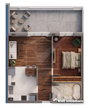 PRETURI PROMO ! Apartament de 2 camere, terasa 20 mp, panorama frumoasa ! - imagine 2