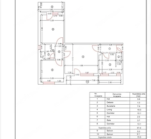 Apartament 3 camere, 2 balcoane, 75,5 mp – Craiovița Nouă
