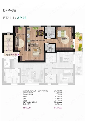 Apartament 3 camere Brancoveanu   str Alunisului   Bloc Nou - imagine 2
