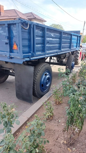 Remorcă agricolă pentru tractor, 2 axe, 4 roți, obloane metalice - imagine 5
