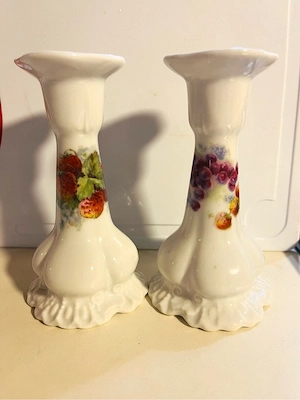 Pereche sfeșnice vintage Victoria China Czechoslovakia   porțelan decorat