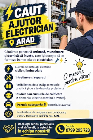 Căutam Ajutor Electrician în Arad