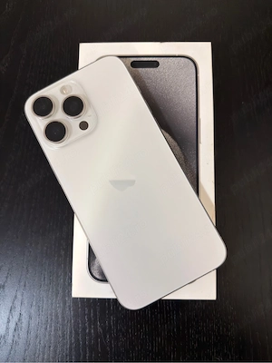iPhone 15 Pro Max, White Titanium, 256GB.