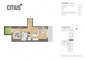 Exclusivitate 2 Camere + Gradina, 57 mp, Imobil nZEB, Dambul Rotund - imagine 4