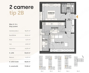 2 cam | Akcent City | 59 mp | Et2 | Parcare subterană | Metrou Jiului - imagine 12