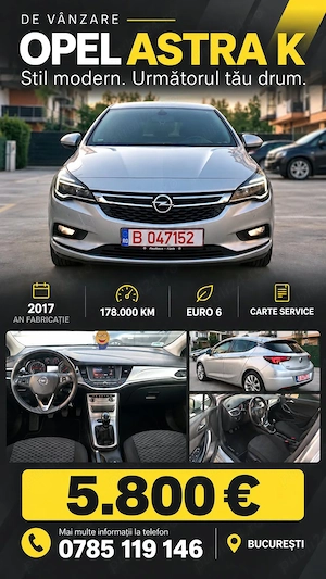 Opel Astra K 2017 km 178000 carte România 
