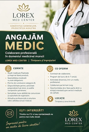 Angajez medic de orice specialitate, cu drept de libera practica