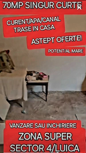 CASA LUICA SingurCurte Sector4 SuperZona Strada Privata NecesitaRenovare Inchiriere sau Vanzare