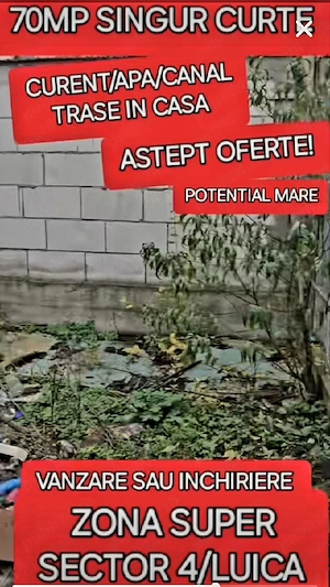 CASA LUICA SingurCurte Sector4 SuperZona Strada Privata NecesitaRenovare Inchiriere sau Vanzare - imagine 3