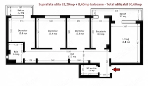 CENTRU   4 camere 90,60mp - garaj - boxa - Comision 0% - imagine 10