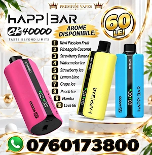 HAPP BAR 40K- Vape tip țigară electronică cu diferite arome de shisha și baterie rezistentă