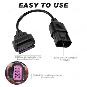 Cablu Adaptor Diagnoză Polaris 8 Pini la OBD2 pentru ATV și UTV