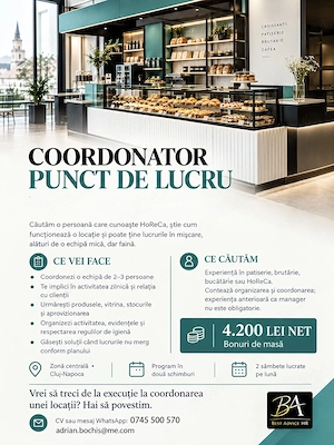 Coordonator punct de lucru Patiserie