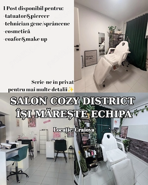 Post de lucru disponibil în salon de beauty tattoo&piercing