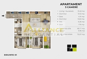 3CAMERE METROU BERCENI 7 MIN PE JOS CENTRALA PROPIE AC INCAL PARDOS - imagine 4