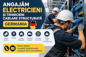 Angajăm Electricieni și Tehnicieni Cablare Structurata